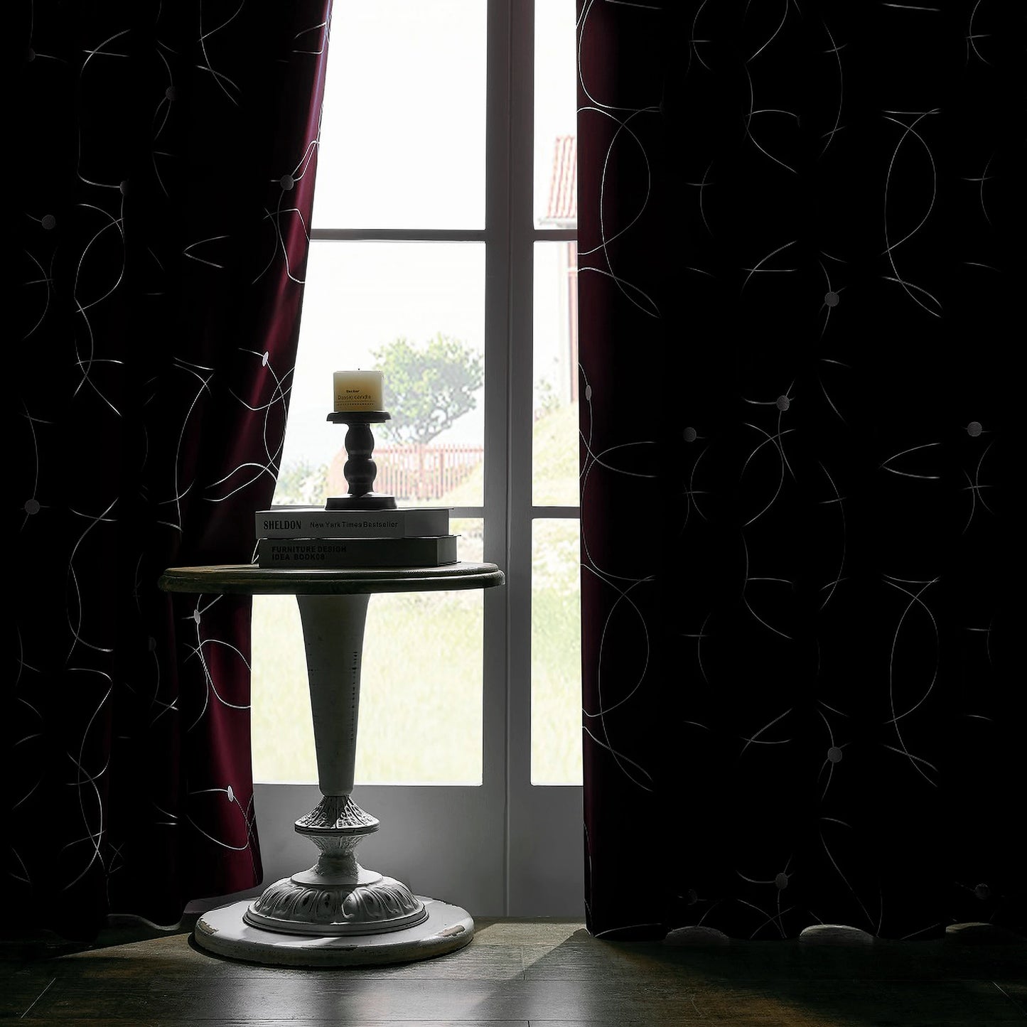 Blackout Curtains With Circle And Dot Foil Print
