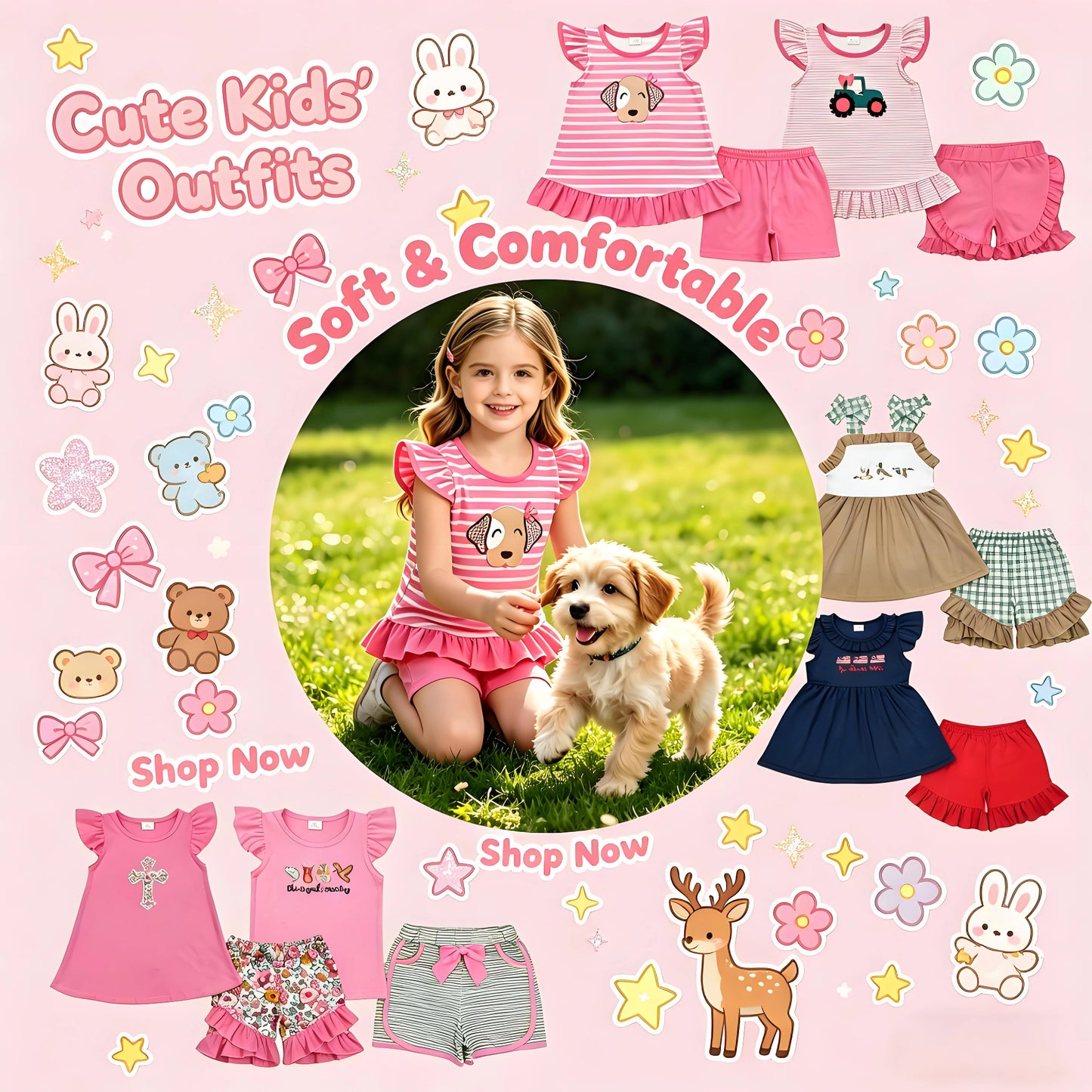 Toddler Girls TwoPiece Summer Outfit Flutter Sleeve Ruffle Tunic Shorts