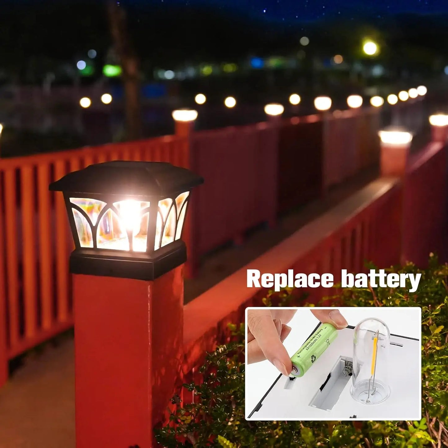 SZRSTH 4 Pack Outdoor Solar Post Lights With Edison Bulbs