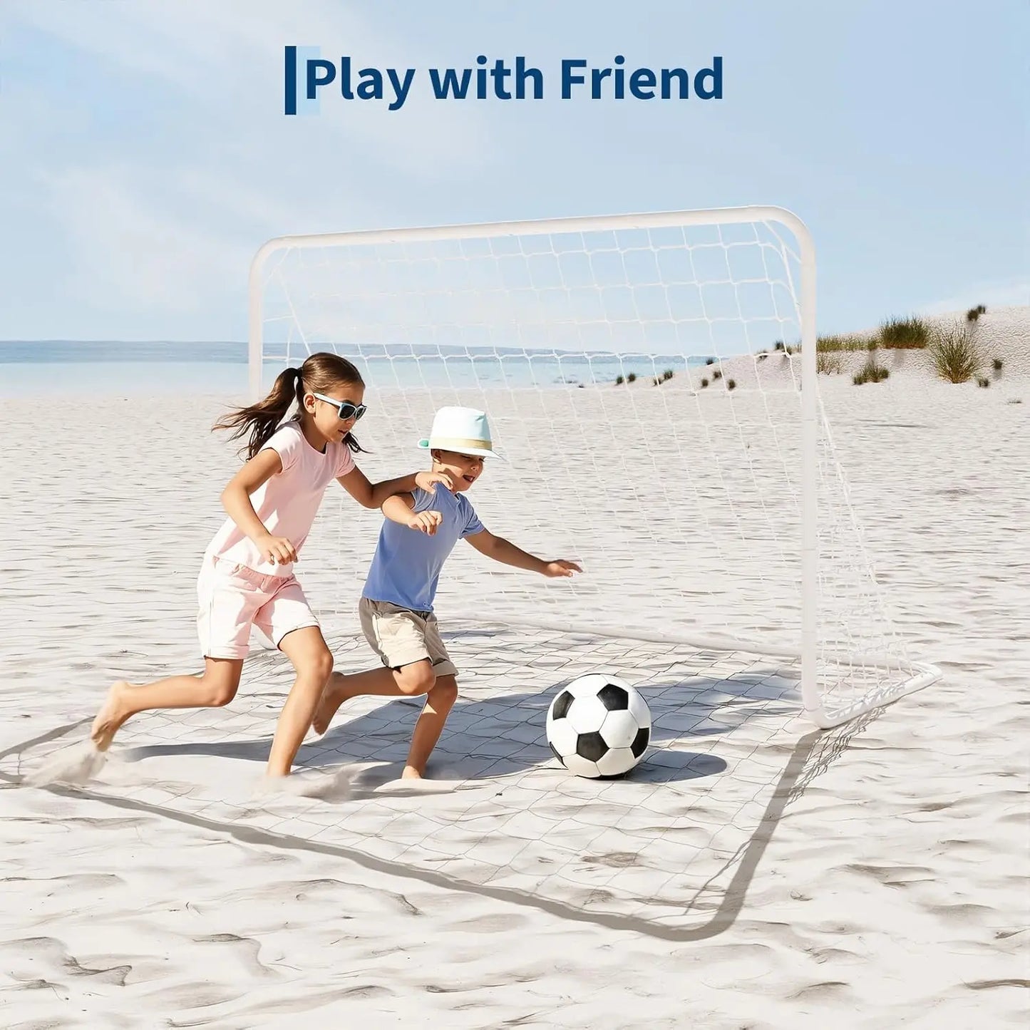 HiMISS Portable Soccer Goal With Steel Frame And Ground Stakes
