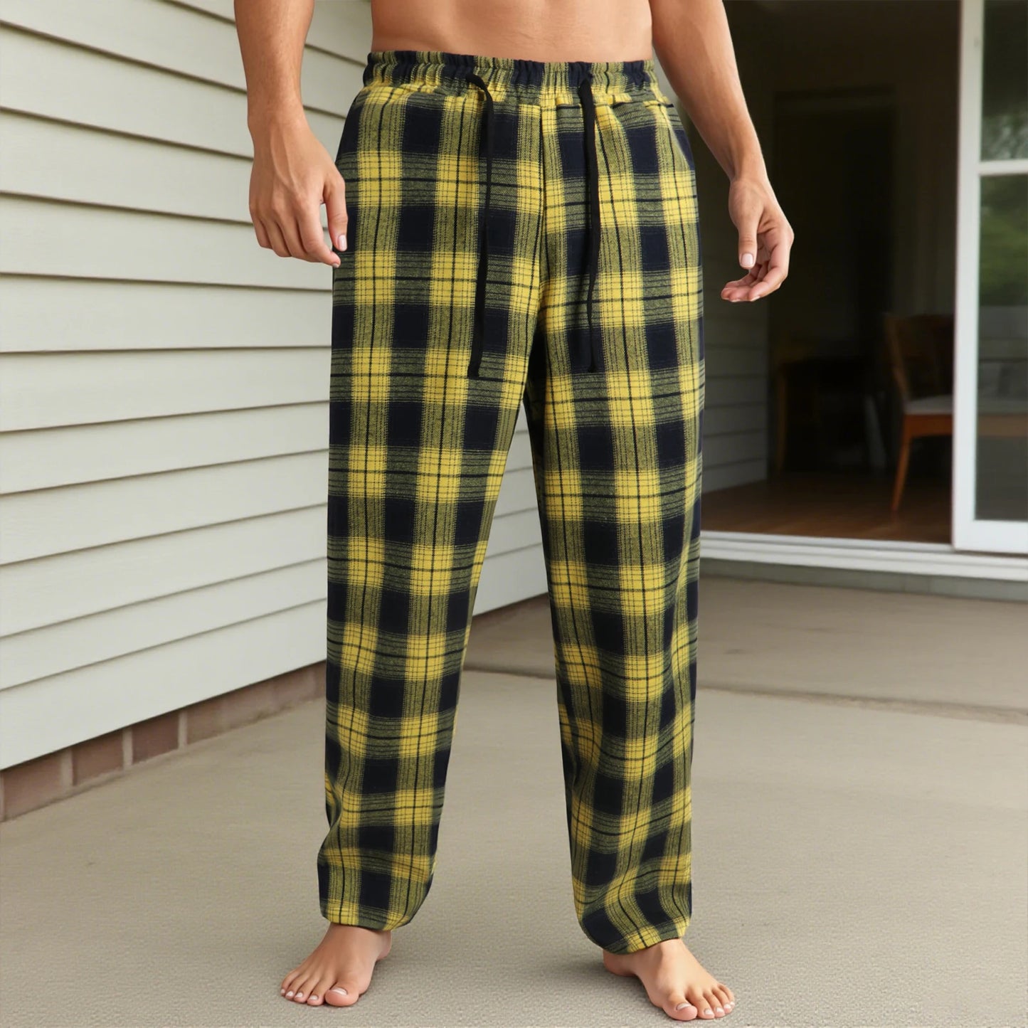 Guangdong CN Stylish Checkered Mens Lounge Pants With Drawstring