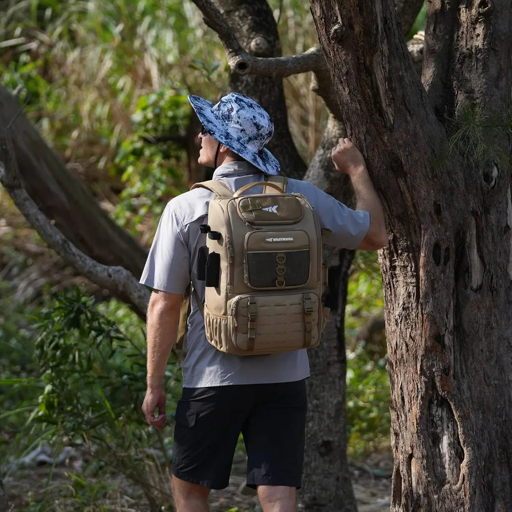 YTYIN Fishing Tackle Backpack With Rod Holder 4 Tackle Boxes