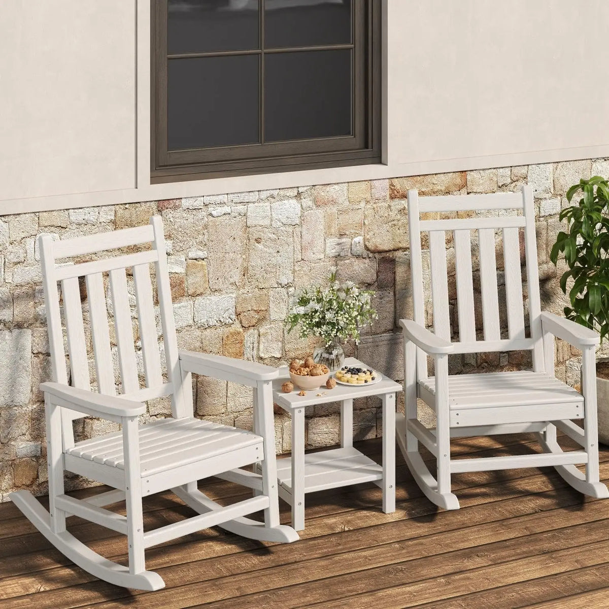 Garvee Outdoor Rocking Chairs Set With Side Table Patio