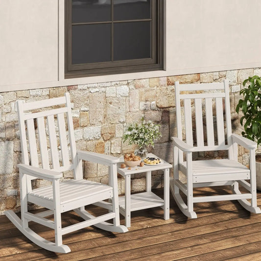 Garvee Outdoor Rocking Chairs Set With Side Table Patio