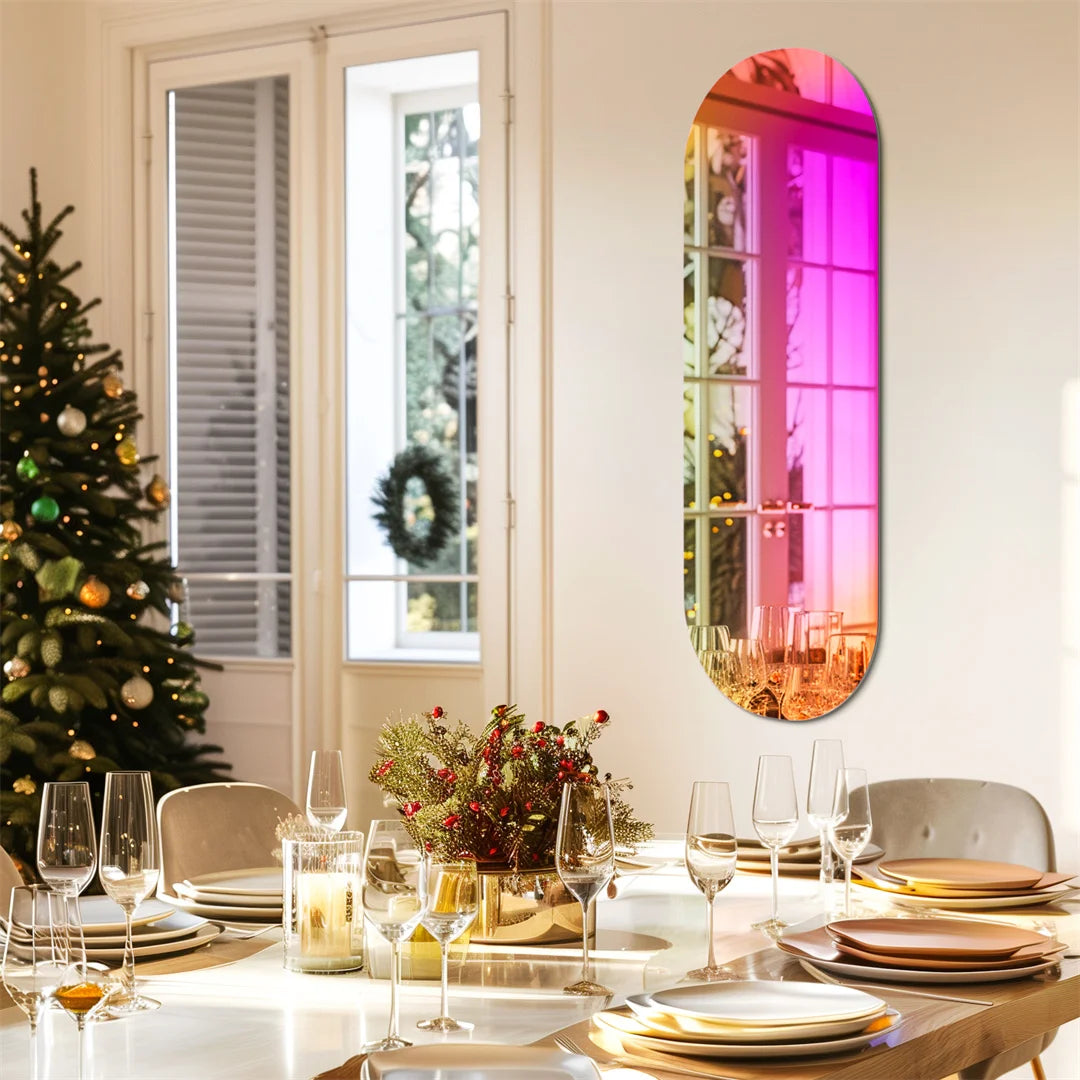 LUVODI Aesthetic Wall Mirror Iridescent Rainbow Glass