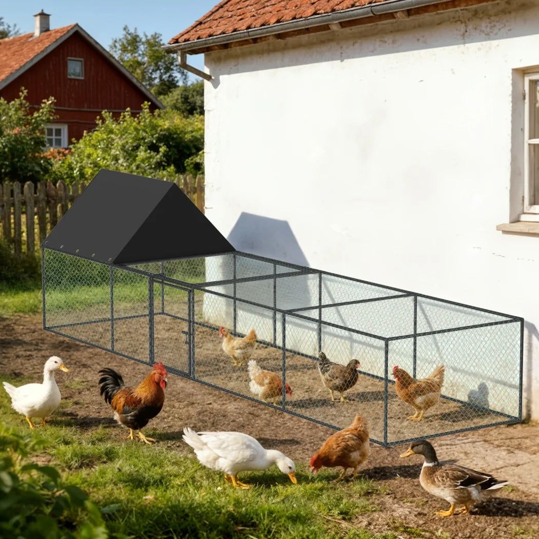 Large Chicken Coop Cage Outdoor Hen Poultry Cage Run Pen Fence Duck House with Nylon Netting Rabbit Hutch Run Nest Pet Cage