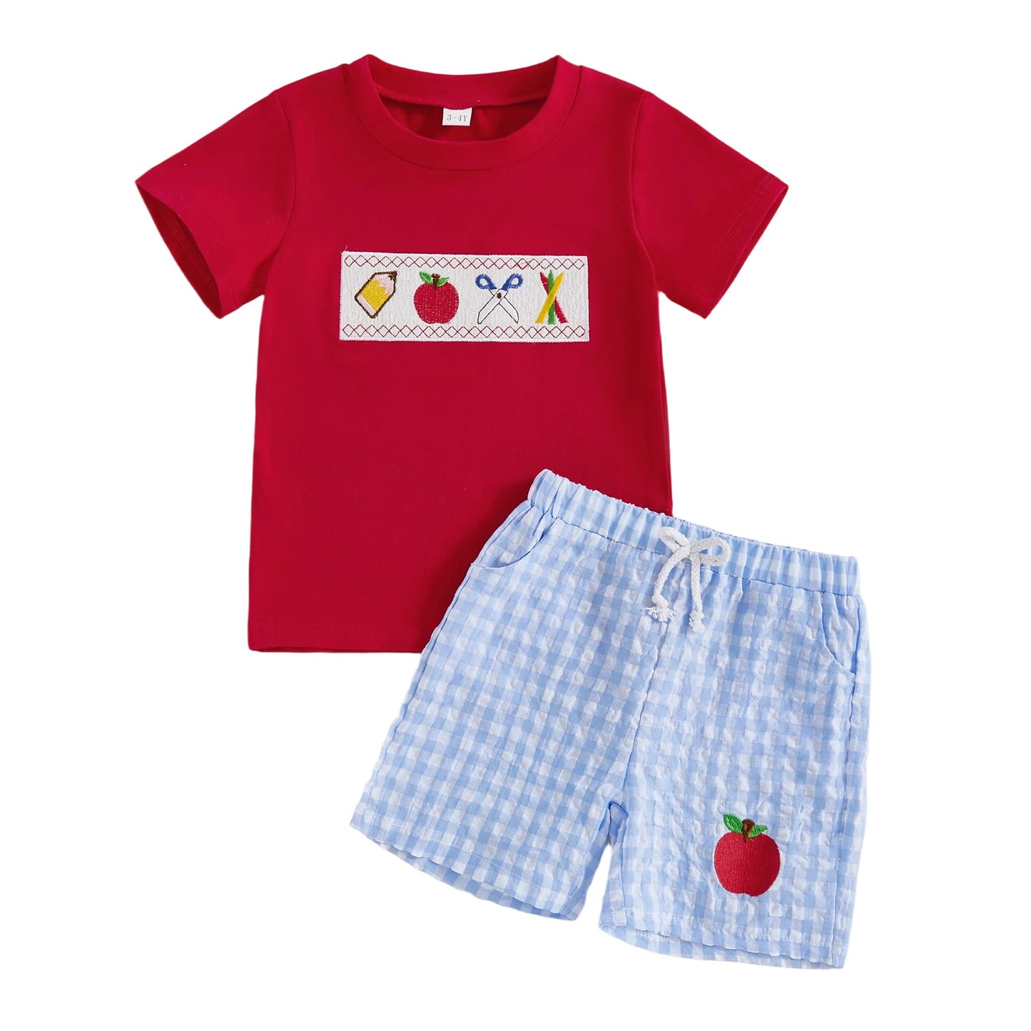 Boy s Back to School Summer Outfits Pineapple Print Short Sleeve Round Neck T-Shirts with Denim Elastic Waist Shorts