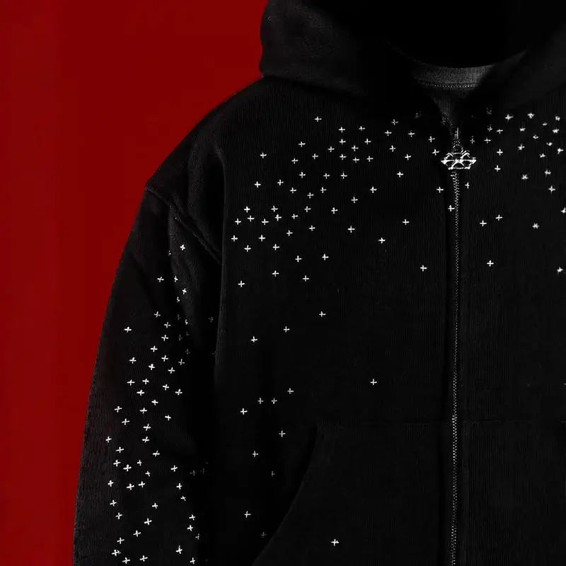 Fujian CN Gothic Zip Up Hoodie Streetwear For Men Women