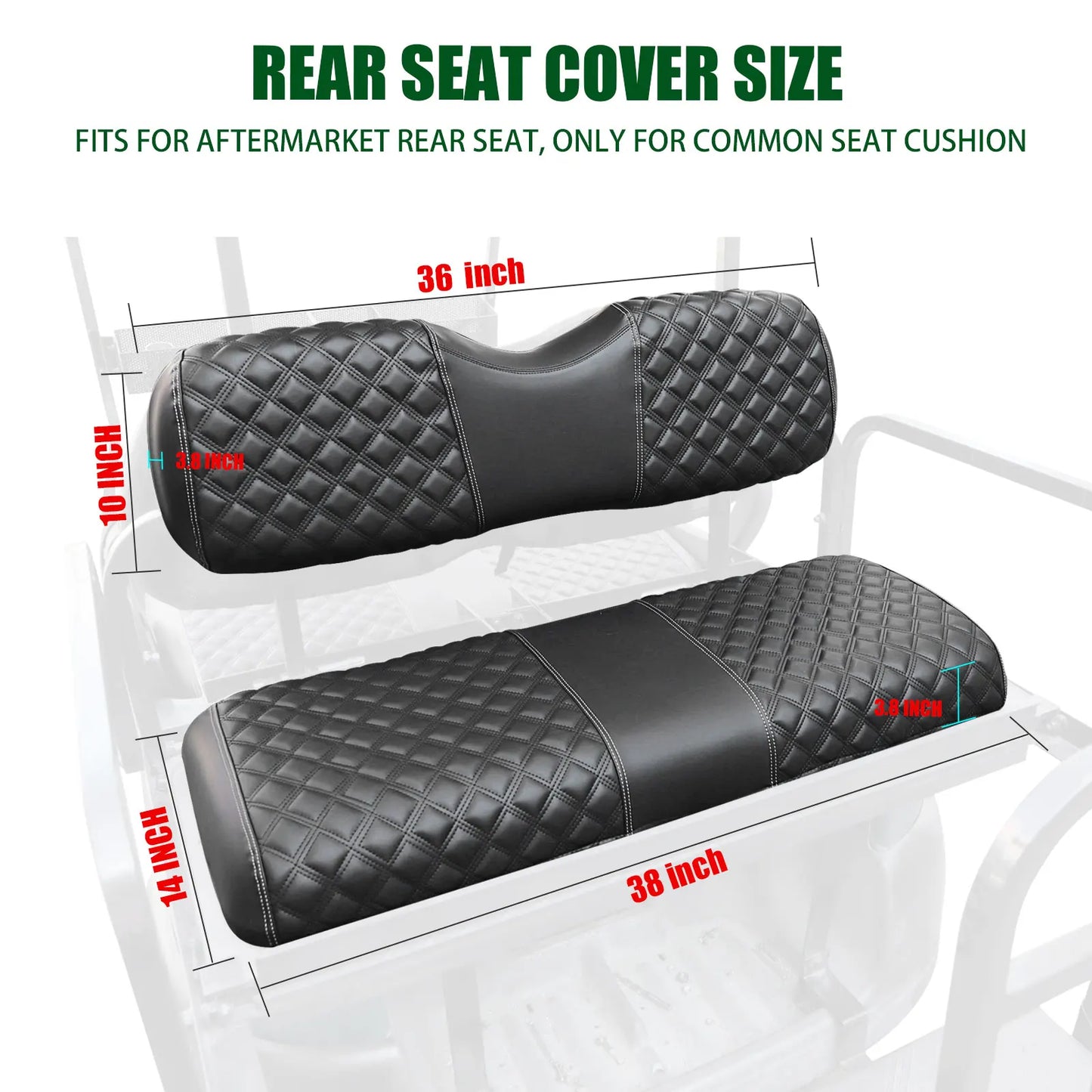 Roykaw Golf Cart Seat Covers Kit For Aftermarket Rear Seat