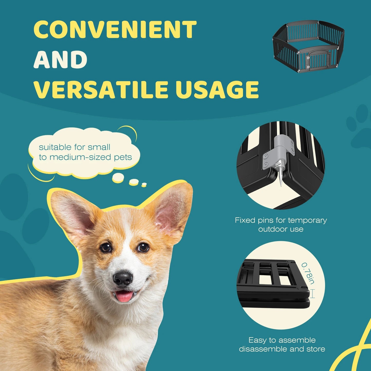 JHK Plastic Dog Playpen Portable Indoor Outdoor Fence