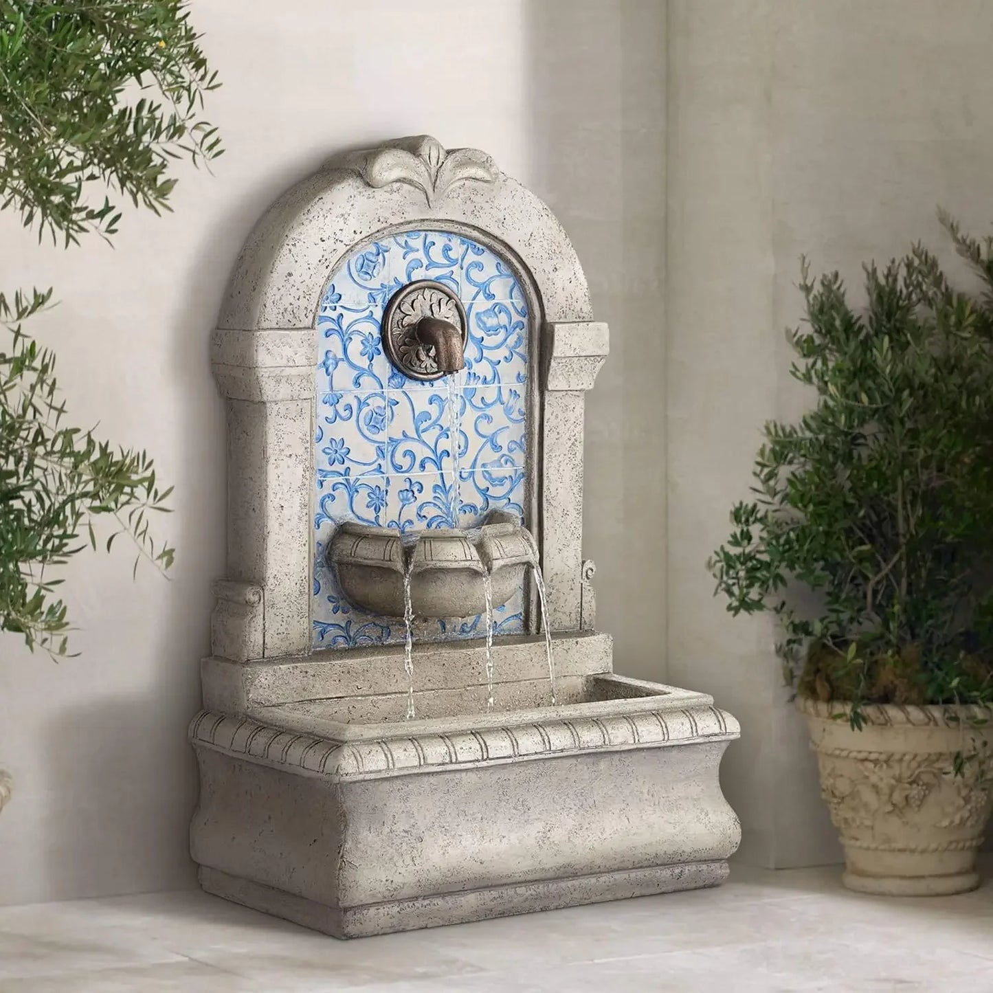 BestsellerBestsellerManhasset 30 1/4" High Large Italian Outdoor Decor Blue Faux Stone Floor Fountain Standing Waterfall Tiered