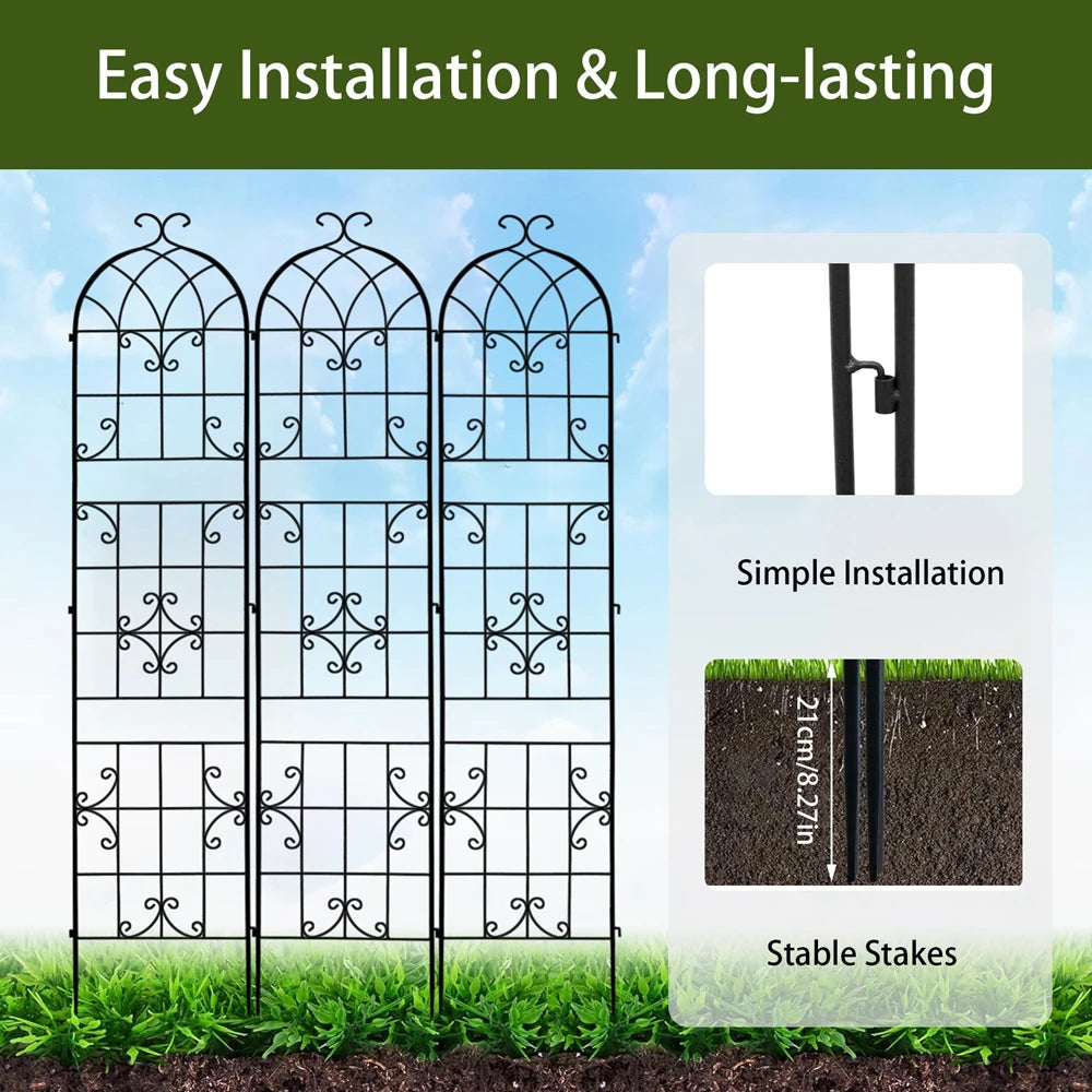 3 Pack Rustproof Metal Garden Trellis For Climbing Plants