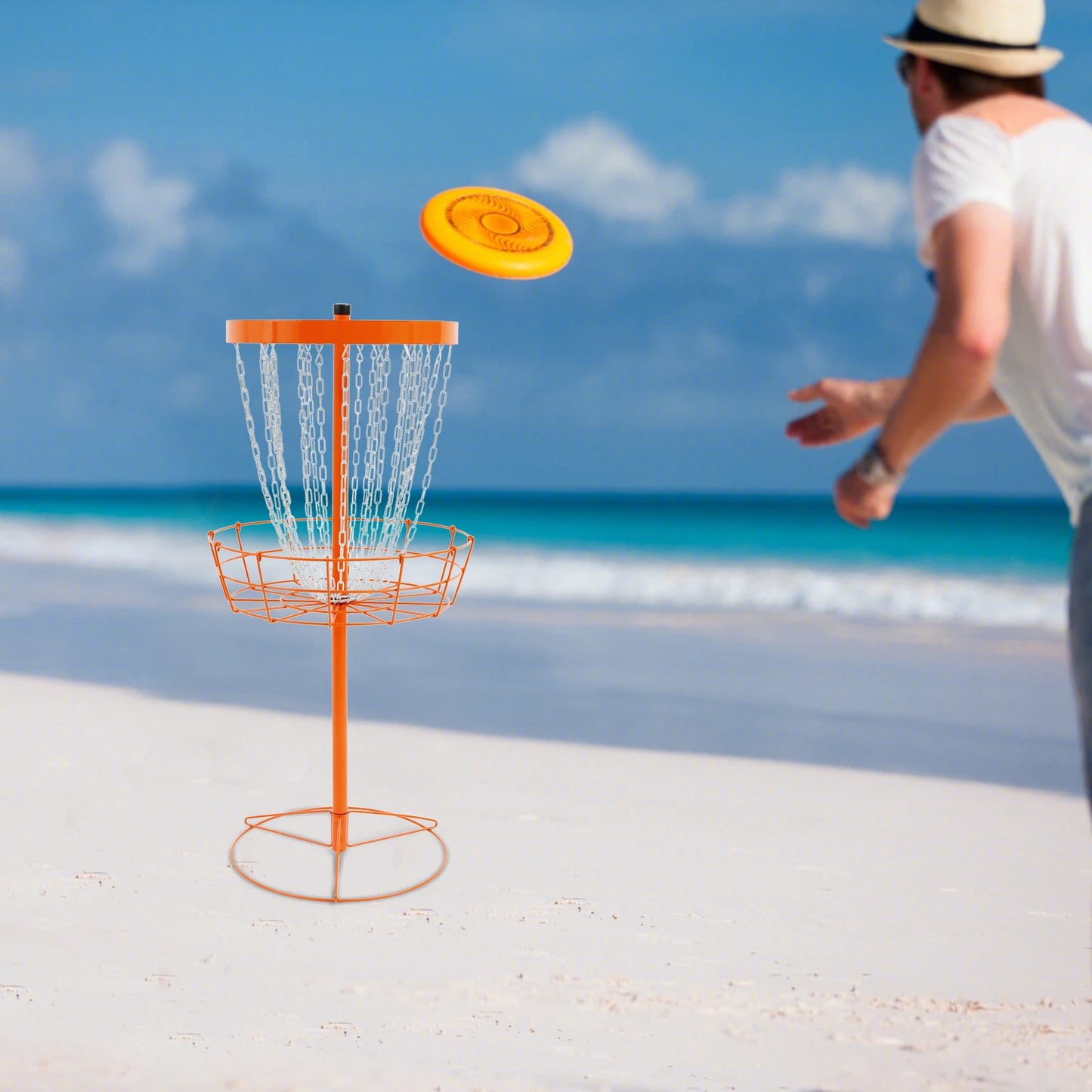 Disc Golf Basket Disc Golf Training Stand 24 Chain Portable Disc Golf Target for Golf Game Flying Disc Camping Outdoor