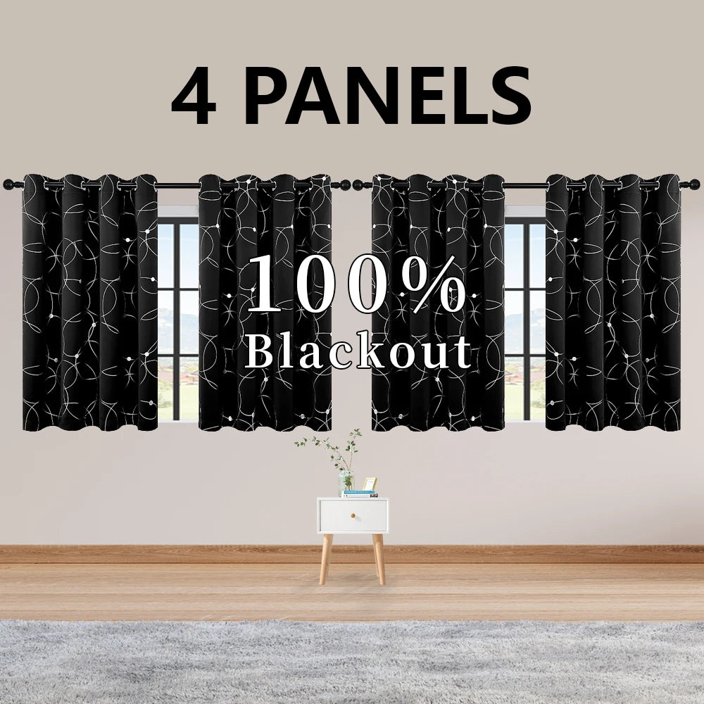 Blackout Curtains With Circle And Dot Foil Print