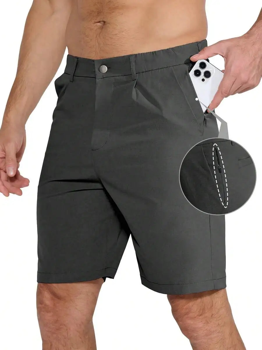 Mens 9 Inch Golf Shorts Stretch Quick Dry UPF 50+ Lightweight Flat Front Hiking Work Shorts With 5 Pockets