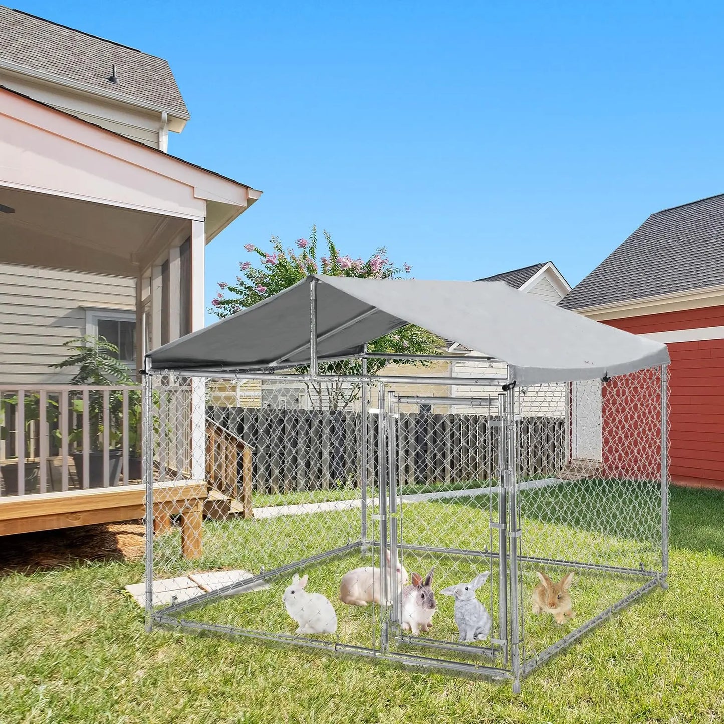 HiMISS Heavy Duty Outdoor Metal Dog Kennel With UV Cover