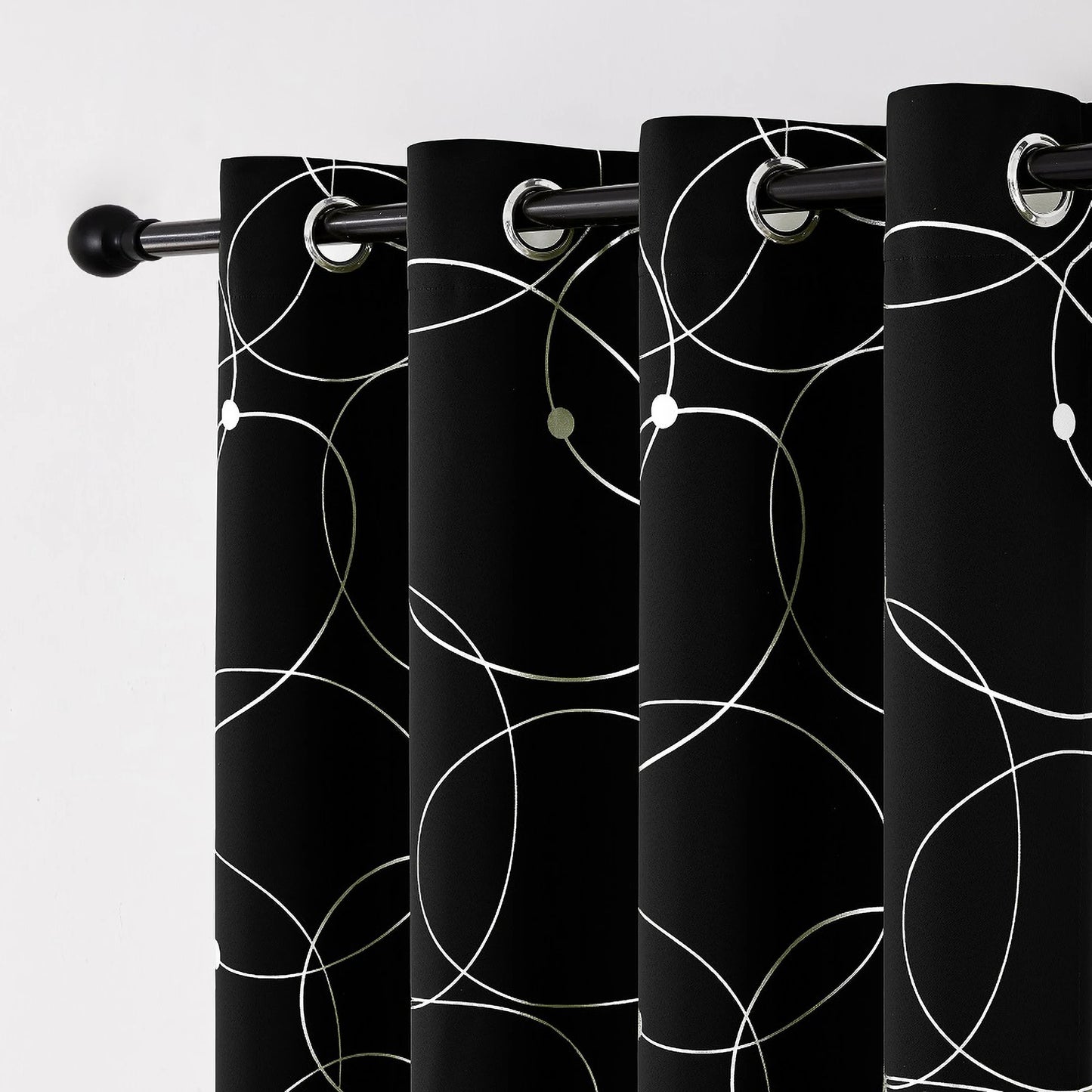 Blackout Curtains With Circle And Dot Foil Print