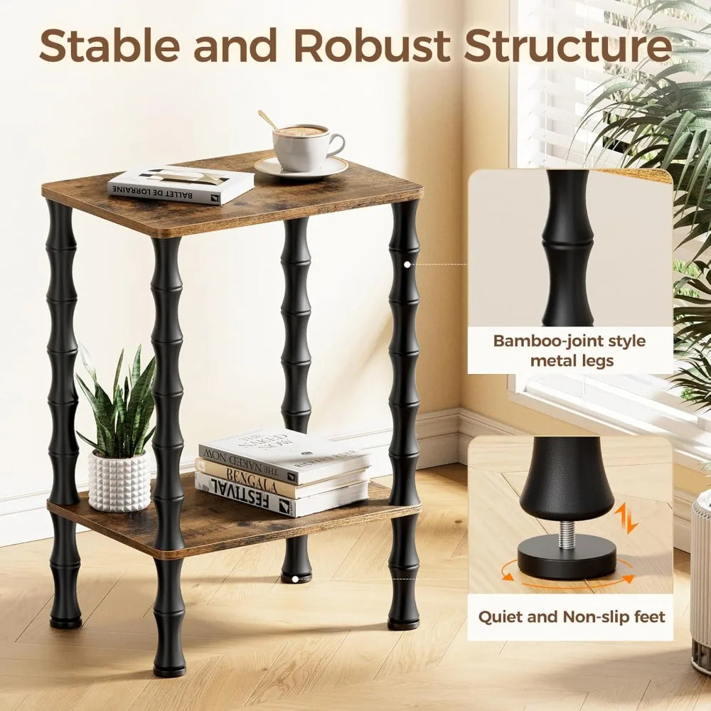 Side Table, 2-Tier End Table With Storage Shelf, Night Stand For Small Spaces, Modern Coffee Tables For Living Room, Bedr