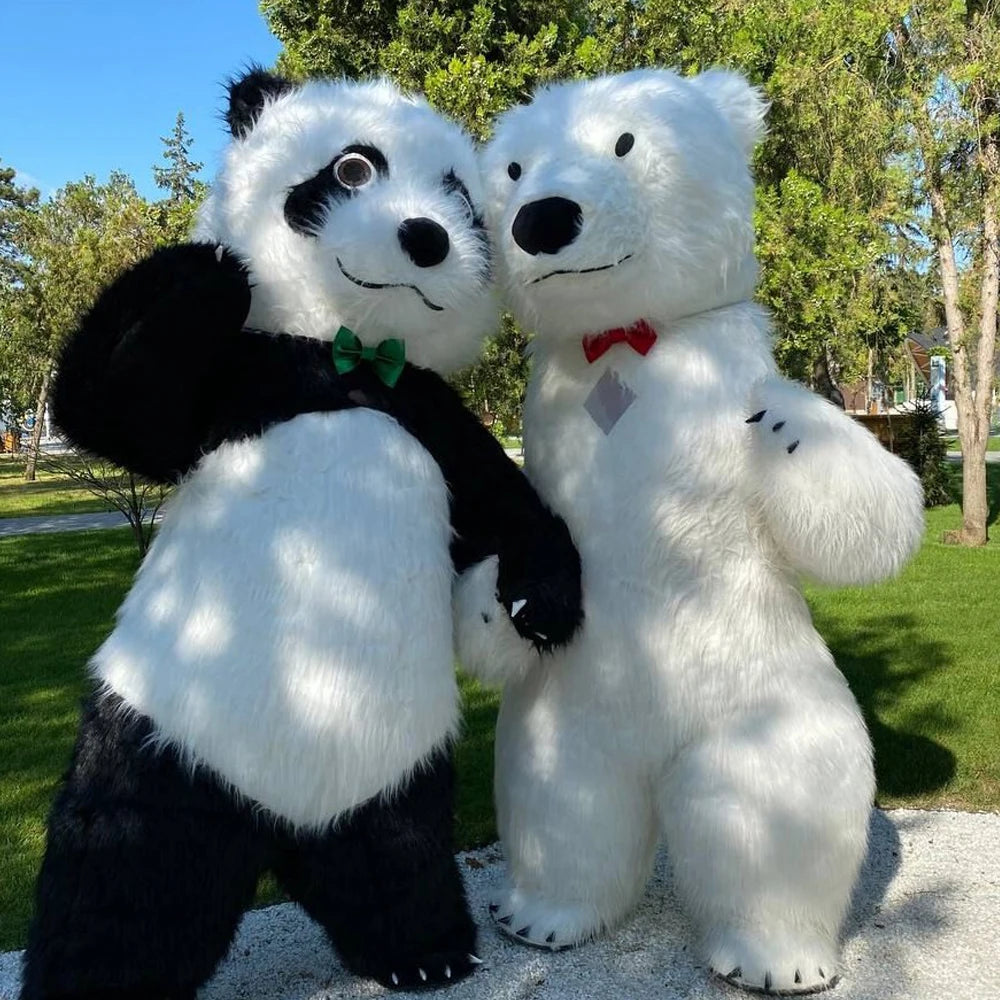 US stock Inflatable Polar Bear Costume Mascot for Advertising Christmas Halloween Adult Fursuit Panda Gorilla Carnival Suit