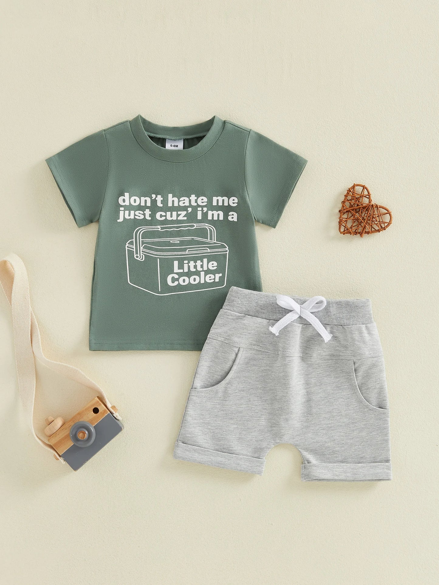 Infant Boy s Summer Clothing Set with Printed Crew Neck T-shirt and Matching Shorts - 2 Piece Outfit for Toddlers