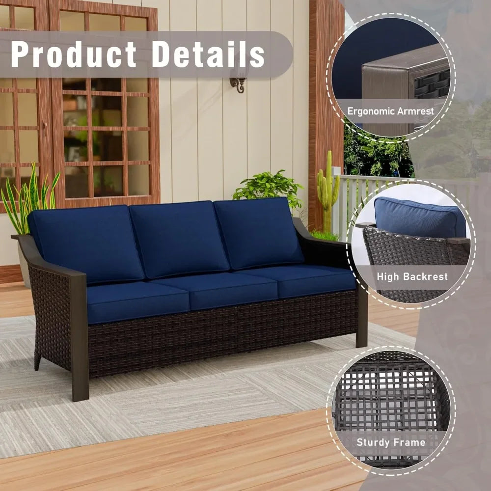 Chengwei Outdoor Patio Sofa Set With RustProof Frame Wicker Cushions