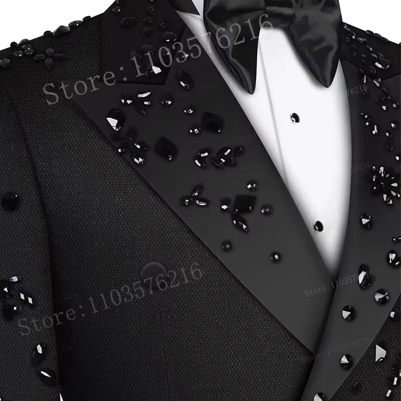 Olibexley Slim Fit Double Breasted Diamond Accent Suit
