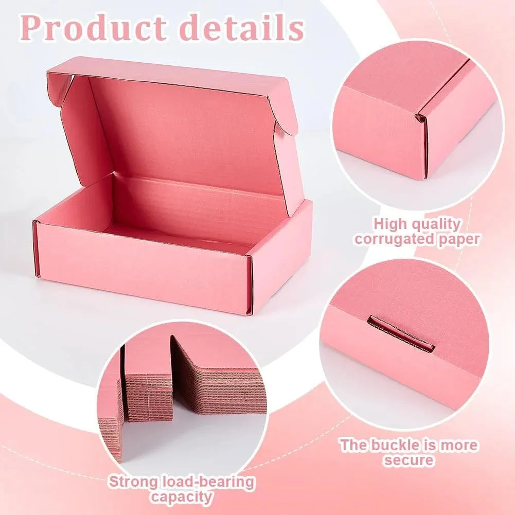50pcs Christmas Pink Shipping Boxes Bulk 6x4x2 Inch Small Corrugated Cardboard Mailer Boxes for Small Business Gifts Jewelry