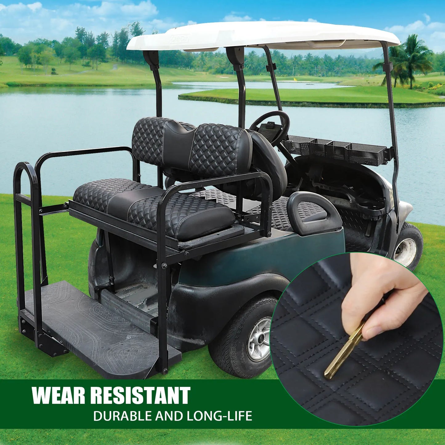 Roykaw Golf Cart Seat Covers Kit For Aftermarket Rear Seat