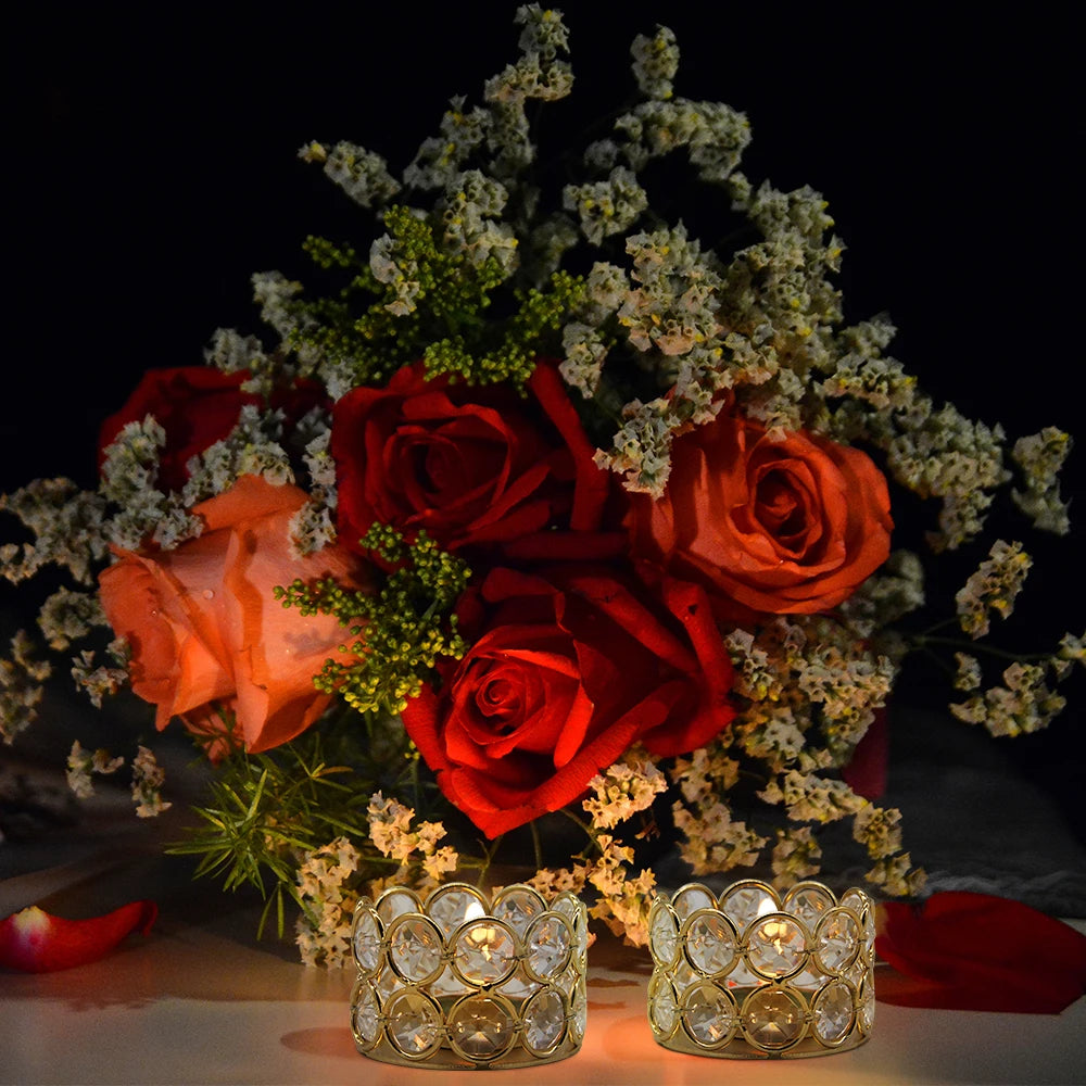 Candle Crystal Gold Votive Holders 24Pcs For Weddings