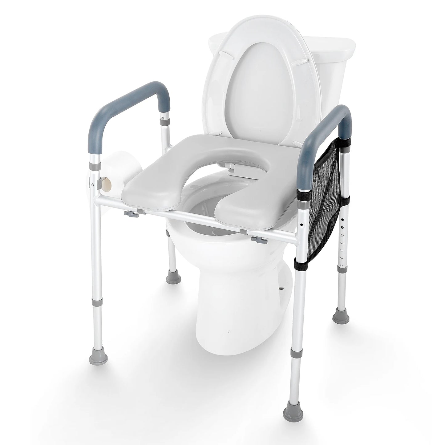 SucceBuy Adjustable Raised Toilet Seat With Comfort Padded Aluminum Frame
