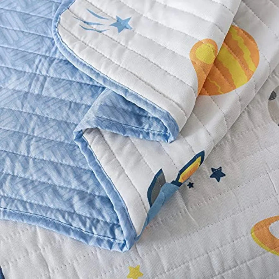 Space Quilt Set With Shams Solar System And Astronaut Design