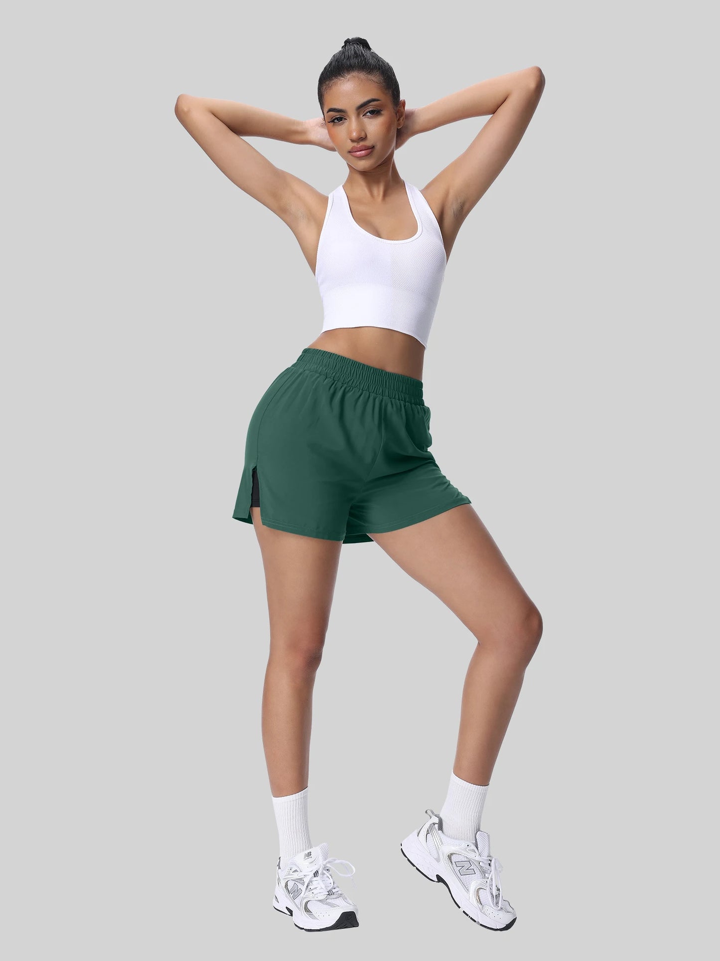 Women's  Split Sports Shorts with Liner, Comfortable and Breathable, Suitable for Multiple Scenarios Like Running, Fitness, Yoga