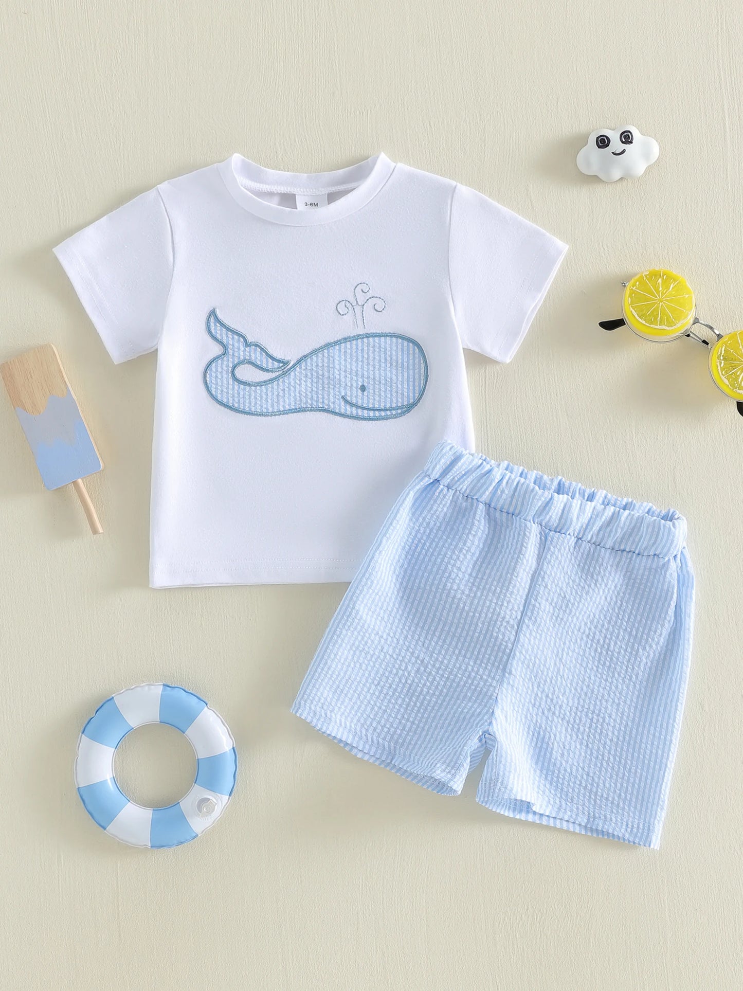 Toddler Boys Shark Print Rash Guard And Quick Dry Swim Trunks Set