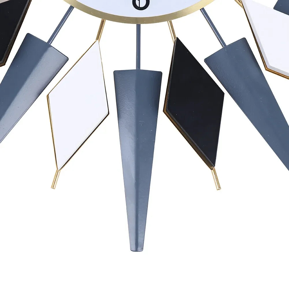 23.6 Inch Modern Large Decorative Wall Clock Silent Non Ticking,Retro Star VWall Clock Decor,Battery Operated Sun Wall Clock