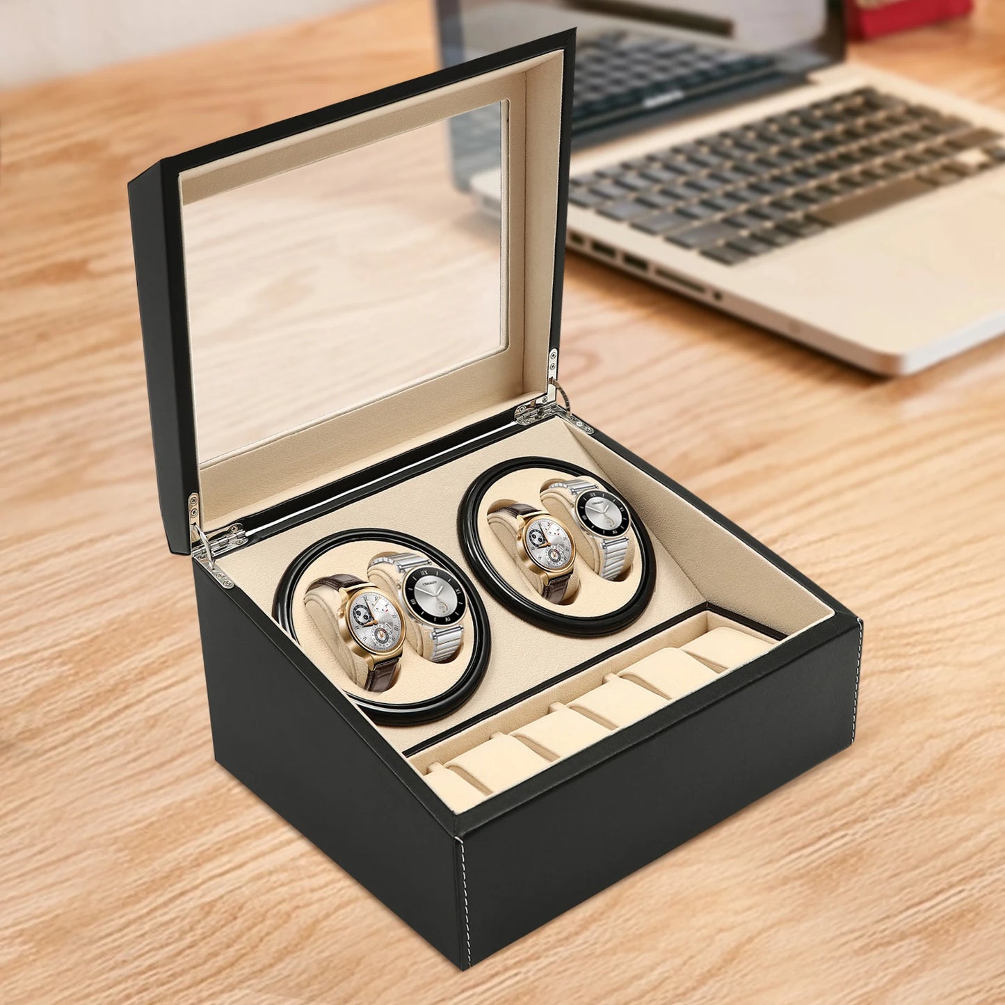 Hign-concerned Watch Winder Box With PU Leather Display Case