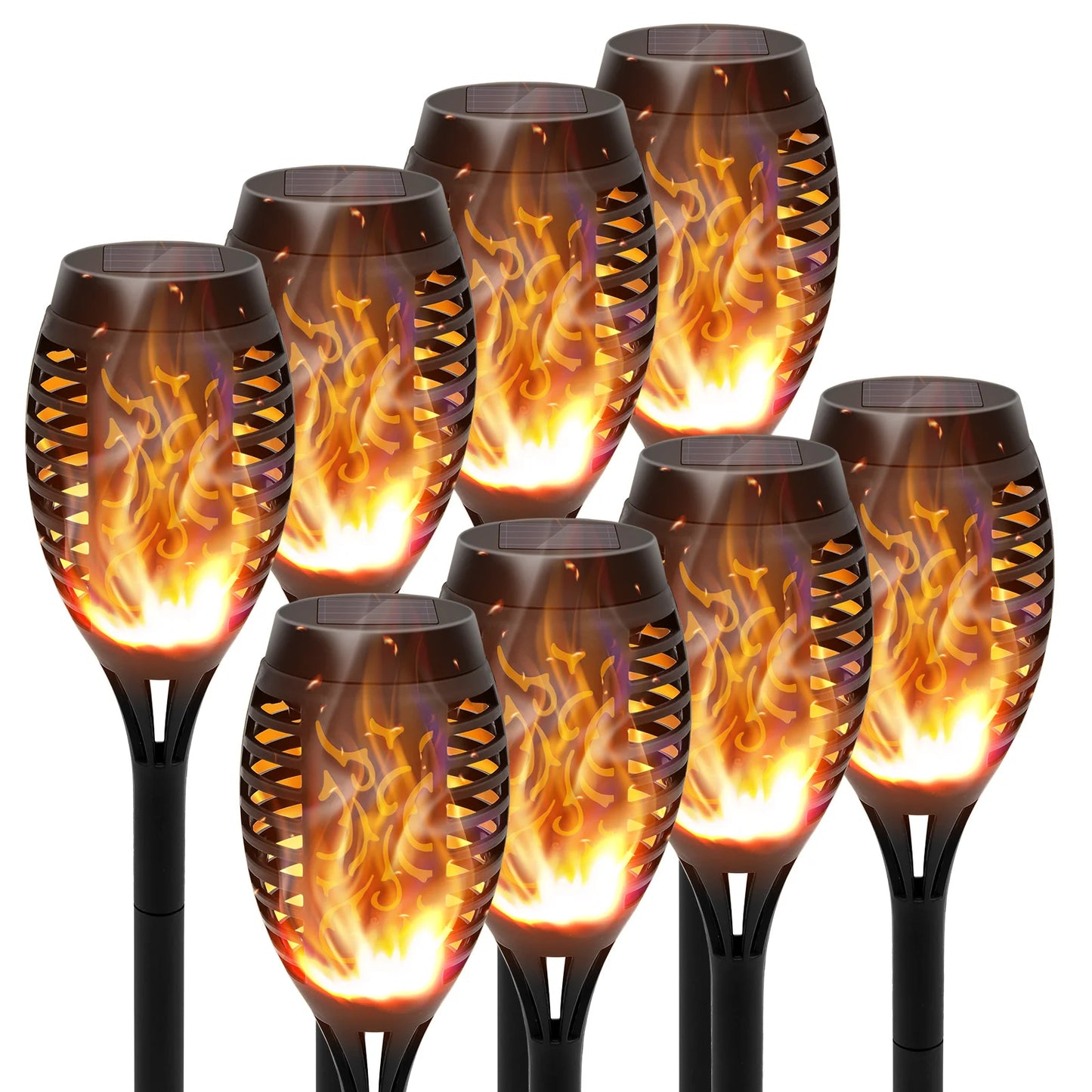 Solar Torch Lights With Flickering Flame Outdoor Waterproof Pathway
