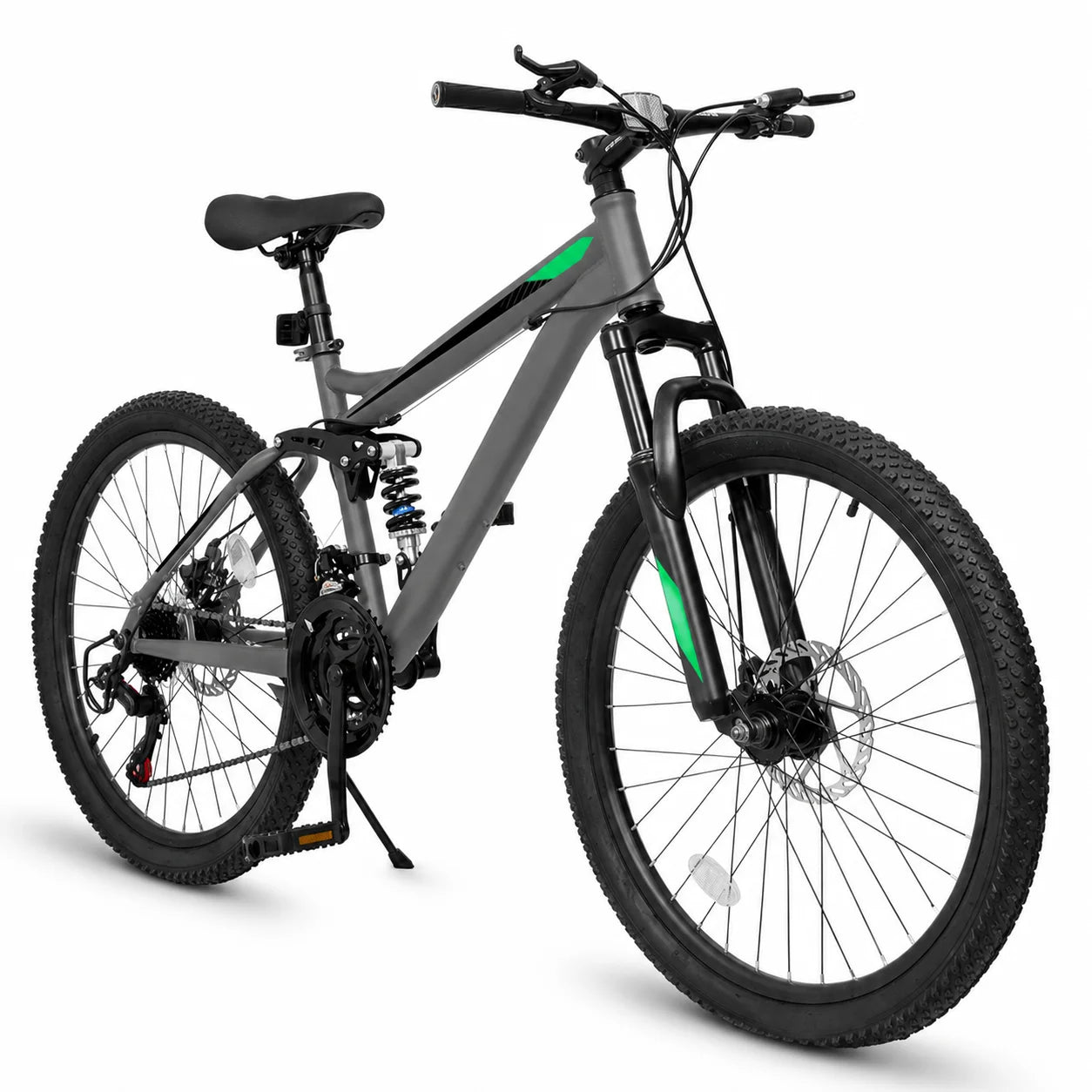 24/26/27.5 Inch Full Suspension Mountain Bike 21-Speed Mechanical Disc Brakes Suitable for Men and Women, Youth Bicycles Easy to Assemble