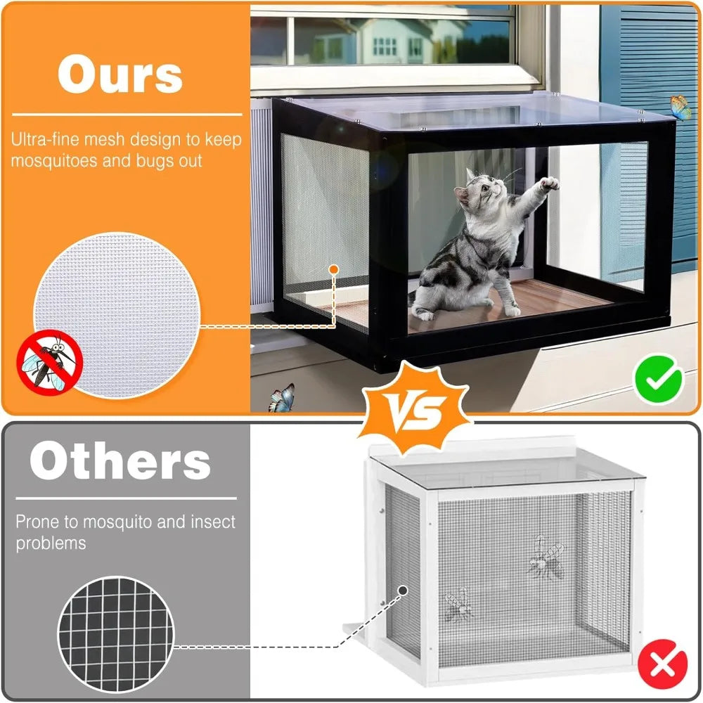 Window Box Outdoor Cat Enclosure Catio With Bug Proof Mesh