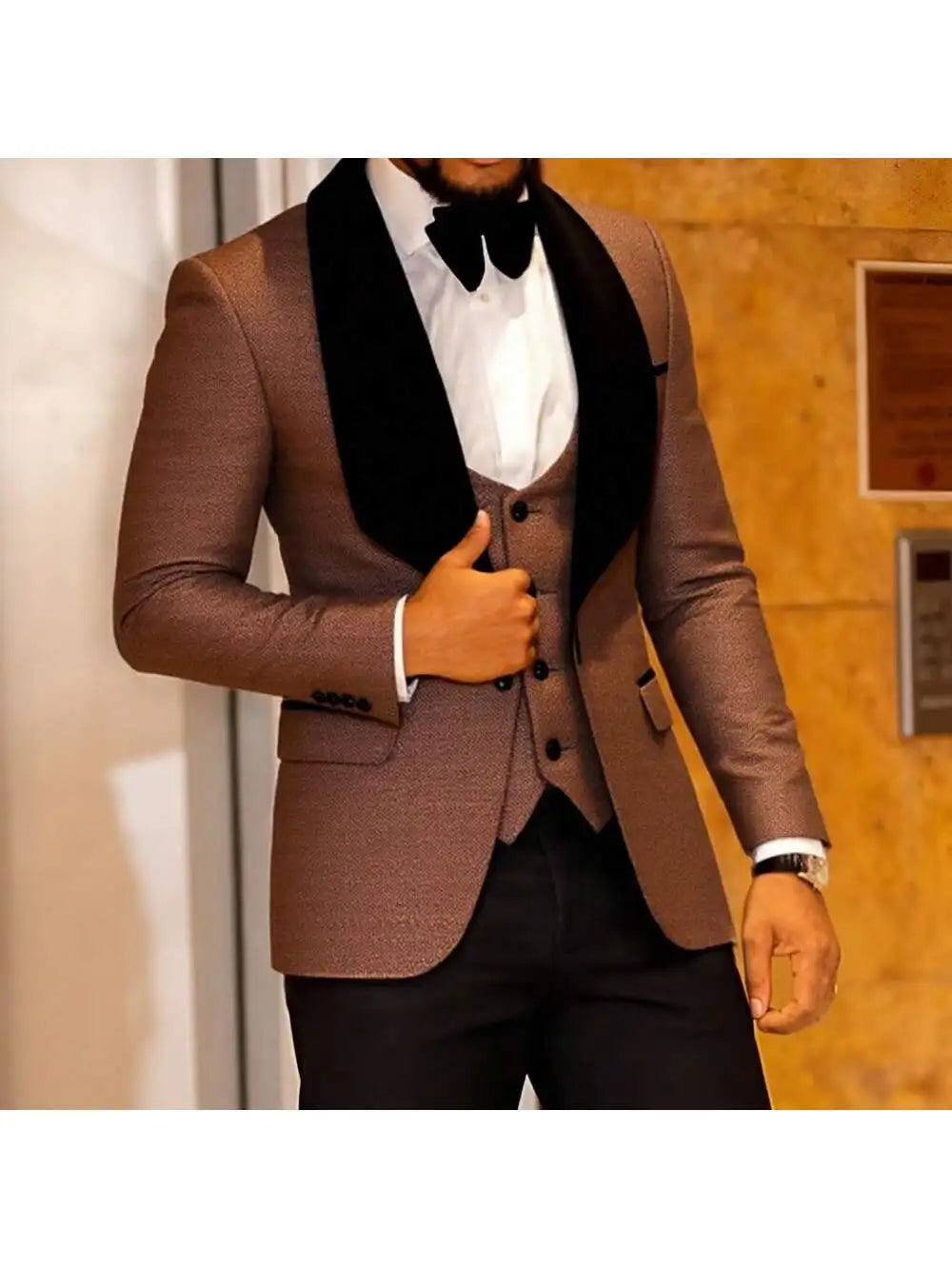 Mens Floral Tuxedo 3Piece Blazer Set Jacquard Paisley