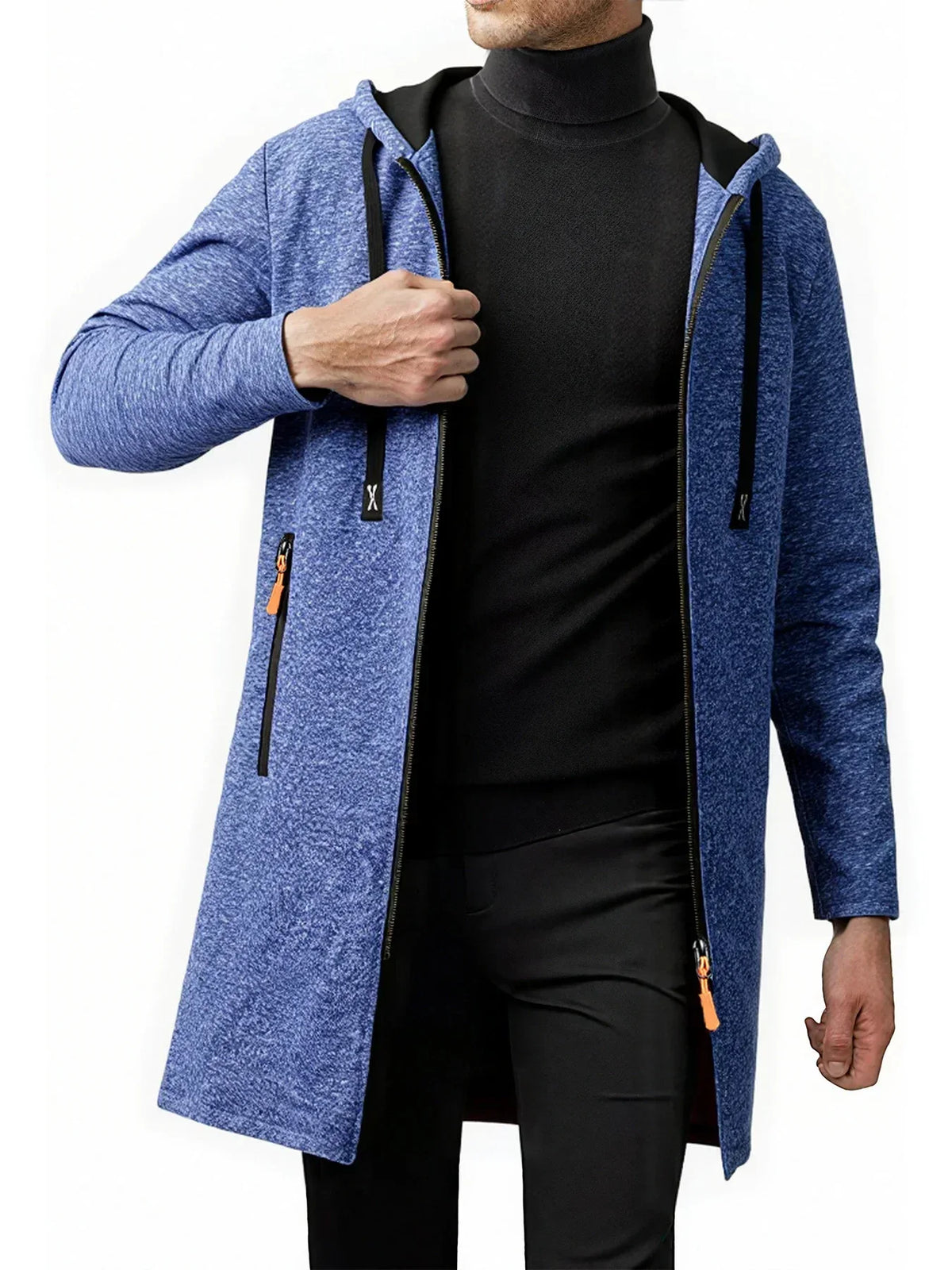 Men's Fleece Lined Hooded Zip Jacket With Zipper Pockets for Casual Wear