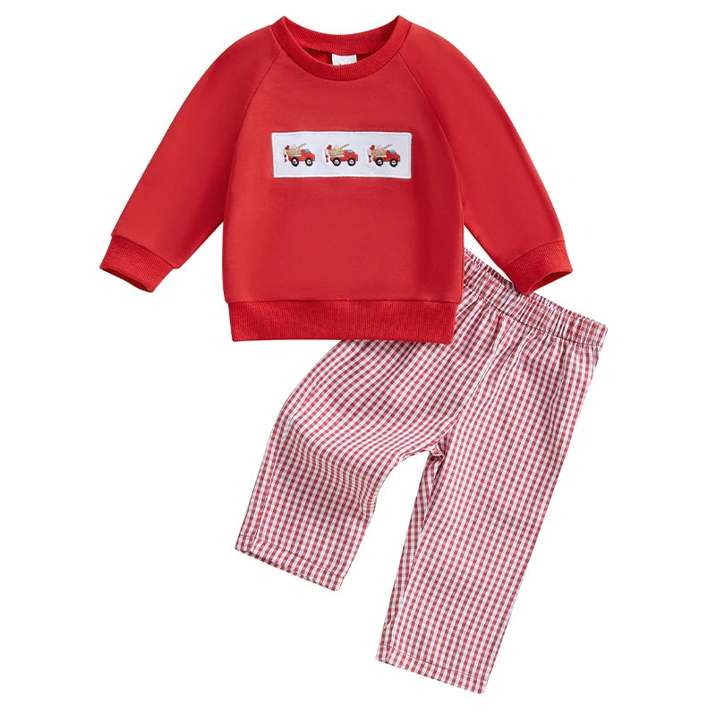 Baby Valentine's Day Toddler Boy Outfit Set With Heart Embroidery