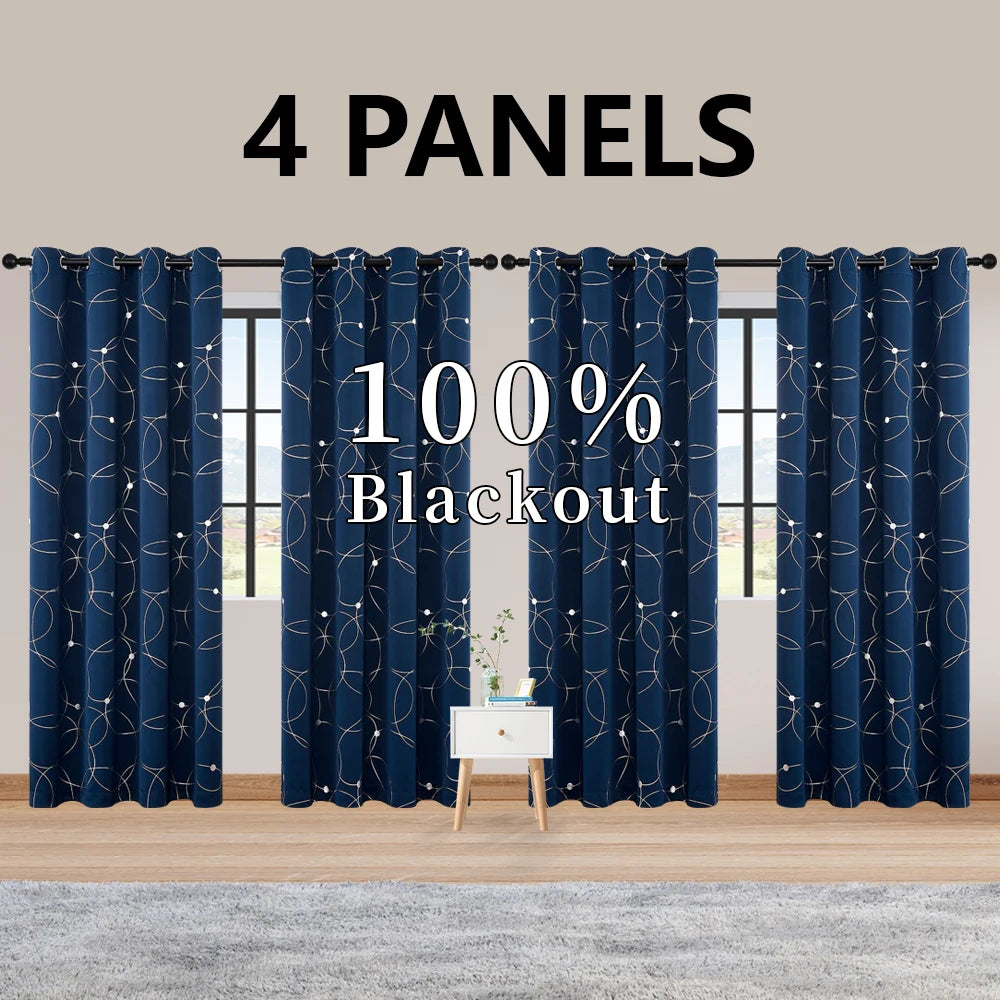 Blackout Curtains With Circle And Dot Foil Print