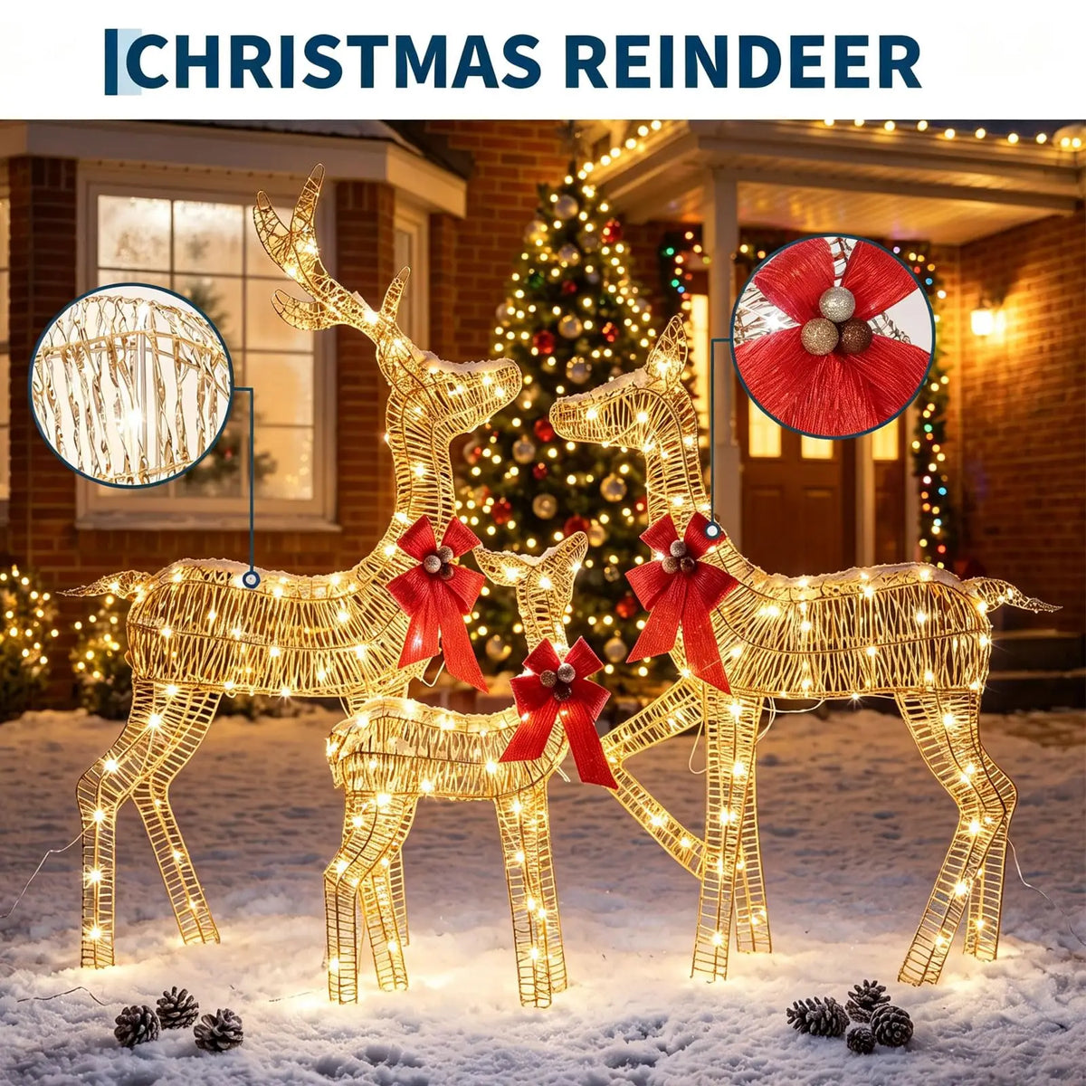 HiMISS Christmas Deer Family Outdoor Led Yard Garden Decor