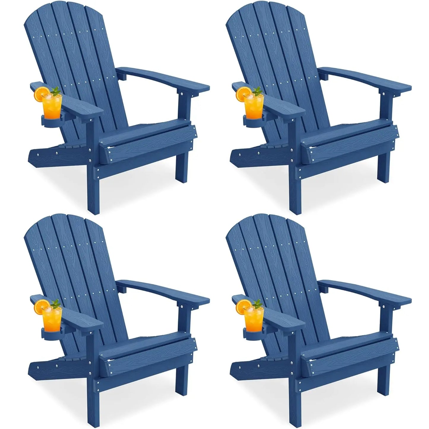 Adirondack Chairs Set of 4 Plastic Weather Resistant-Grey, Modern Poly Lumber Outdoor Chairs Like Real Wood, Widely, Customized