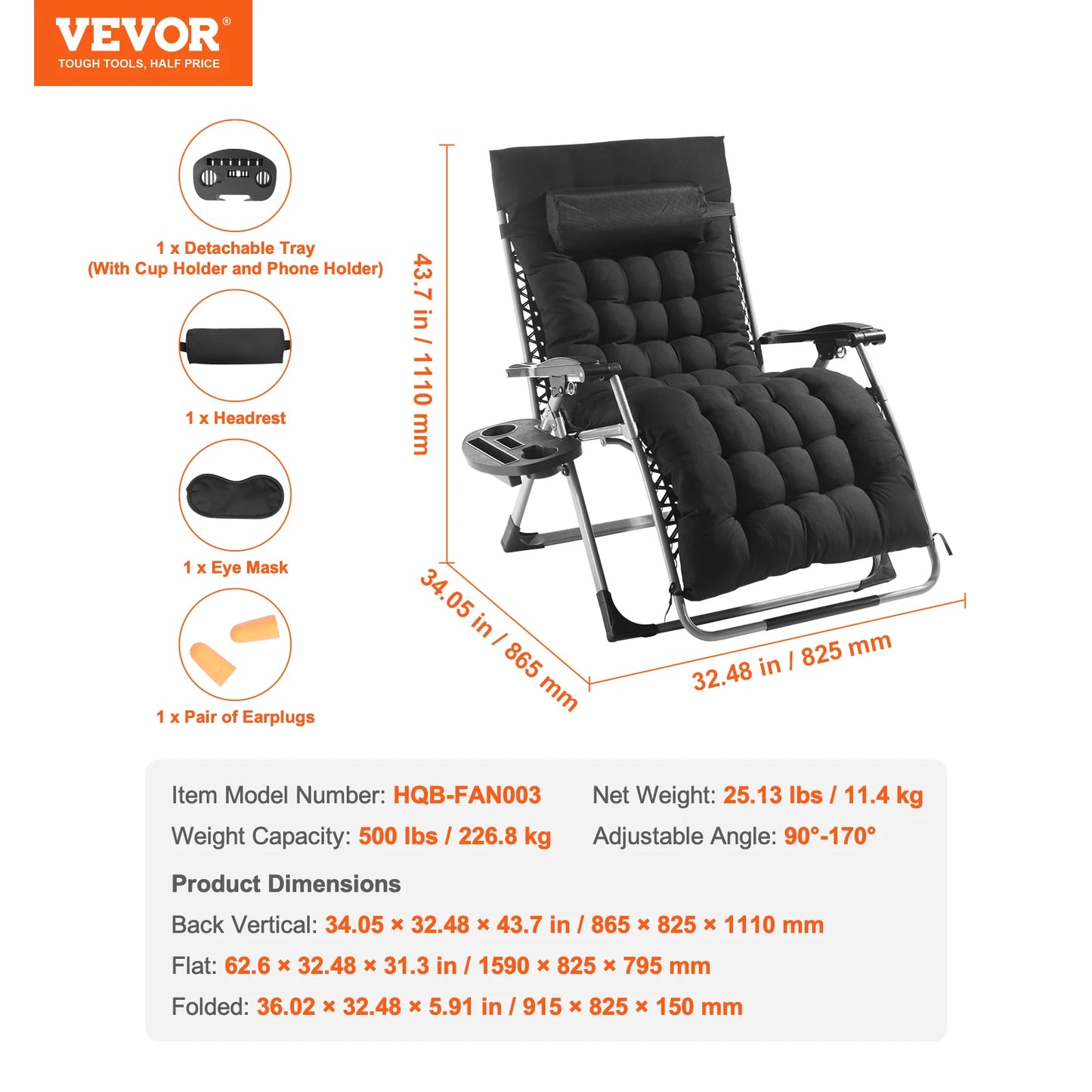 SucceBuy Zero Gravity Chair Anti Gravity Recliner With Footrest Cupholder
