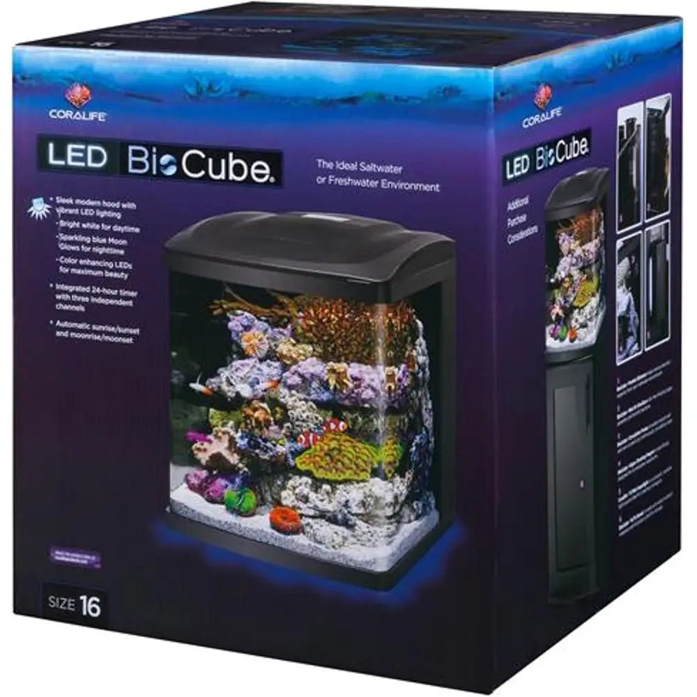BioCube, Aquarium Kit, Nano Tank, Customizable LED Lighting, or Saltwater and reshwater Environments, 16 Gallons