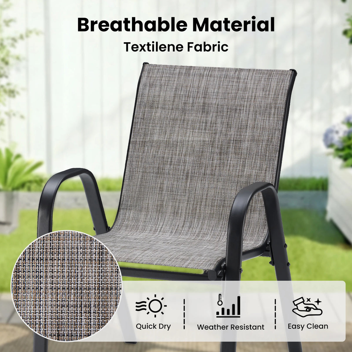 7 Piece Metal Outdoor Dining Furniture With 6 Round Chairs