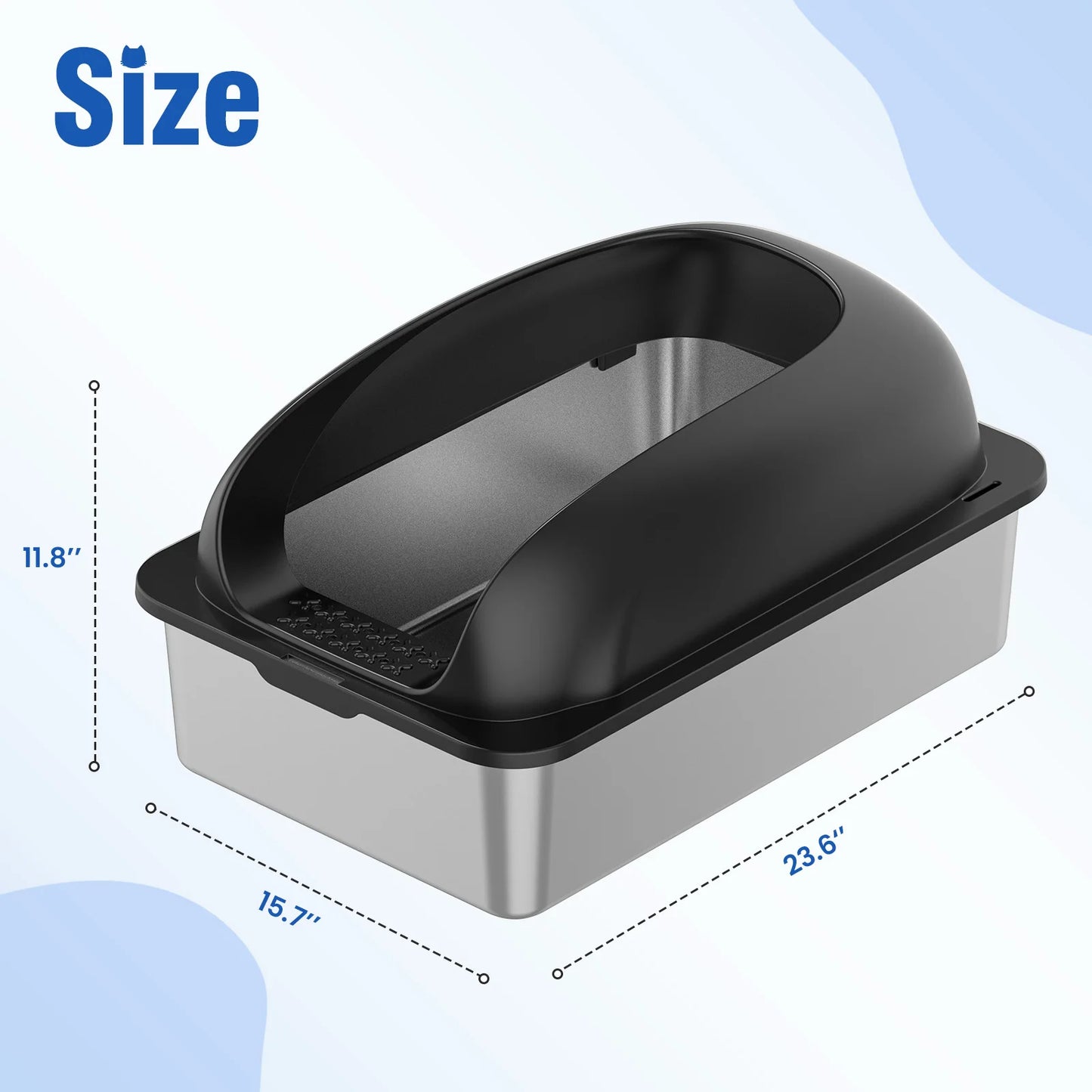 JHK Stainless Steel Cat Litter Box With Lid