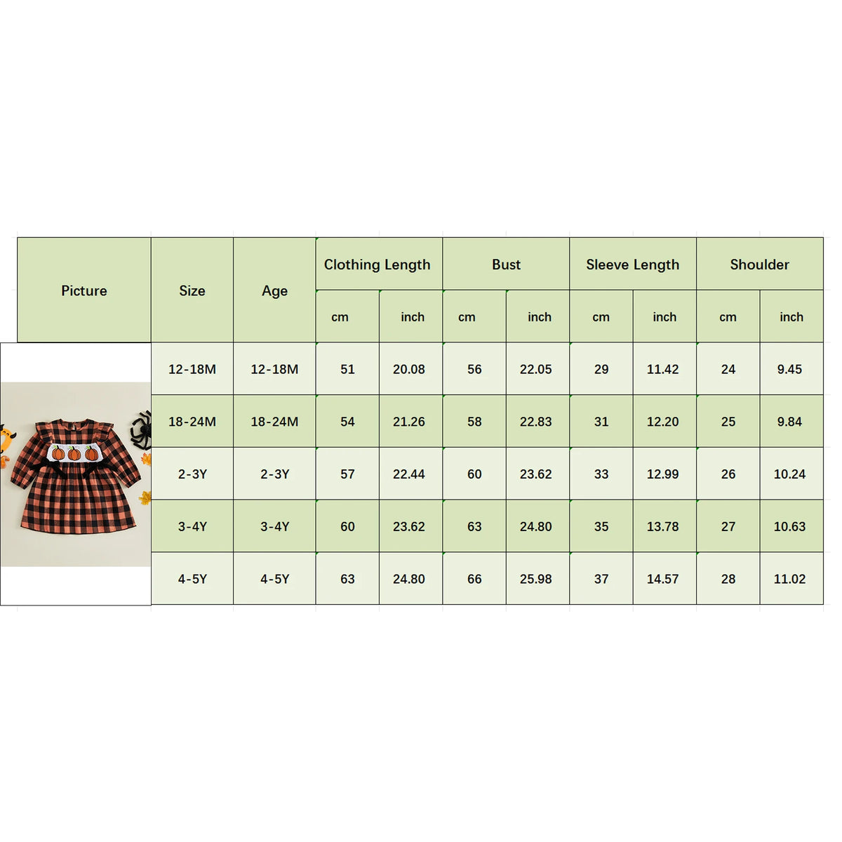 Pudcoco Toddler Girl Halloween Plaid Long Sleeve Dress
