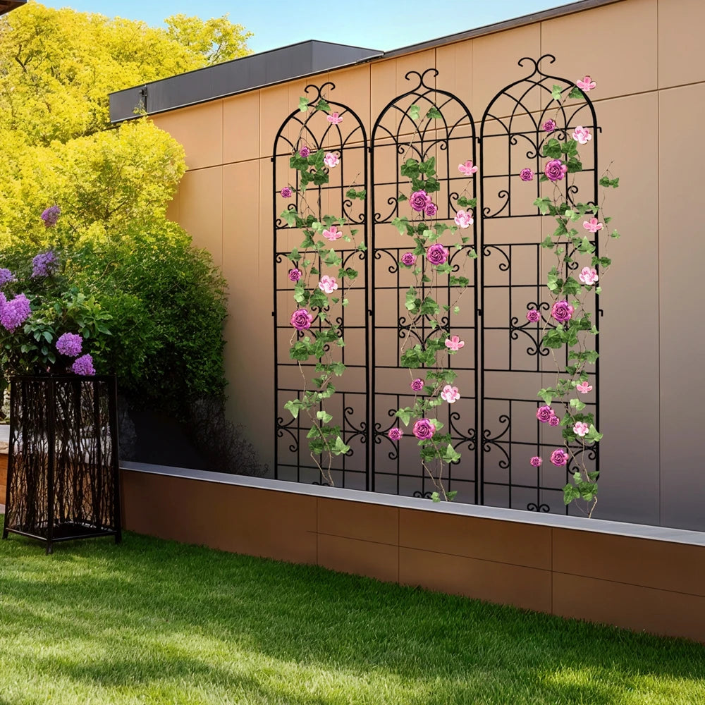 3 Pack Rustproof Metal Garden Trellis For Climbing Plants